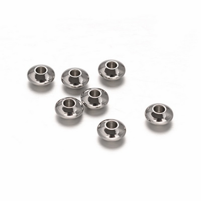 Distantier otel inoxidabil 304, argintiu inchis, biconic, 6x3mm