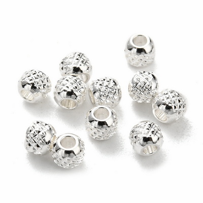 Margele otel inoxidabil 201, argintii, cu striatii, 3x2.5mm 1 buc
