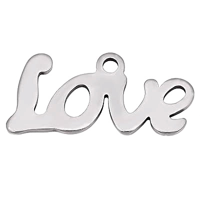 Pandantiv otel inoxidabil 304, argintiu inchis, LOVE, 12x6x1mm 1 buc