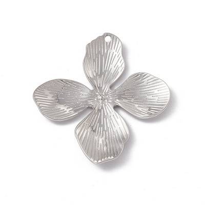Pandantiv otel inoxidabil 201, argintiu inchis, floare 45x42x3mm