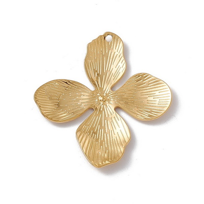 Pandantiv otel inoxidabil 201, IP(placat cu ioni) cu aur 18K, floare 45x42x3mm
 1 buc