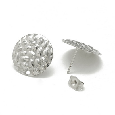 Tortite cercei otel inoxidabil 304, texturate, rotunde, 16mm 2 buc