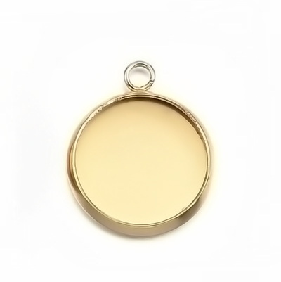 Baza cabochon, otel inoxidabil 304, IP(placat cu ioni) auriu, pandantiv 15x12mm, pt.cabochon 10mm 1 buc