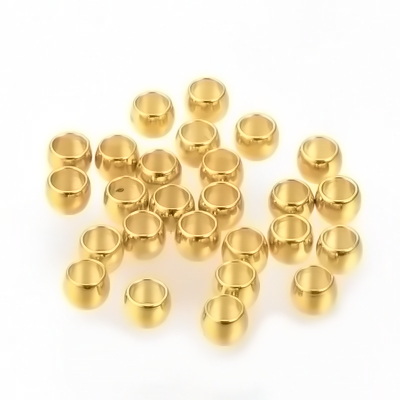 Distantiere/margele otel inoxidabil 304, placate cu aur 24K, 2x1mm, orificiu 1mm 50 buc