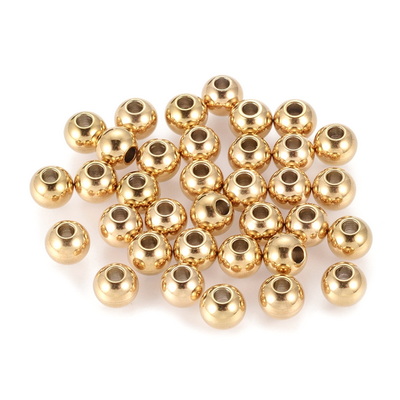 Distantiere/margele otel inoxidabil 304, IP(placat cu ioni) auriu, 6x5mm, orificiu 2mm
 1 buc