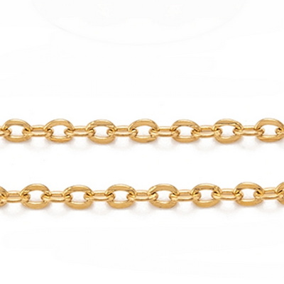 Lantisor otel inoxidabil 304, IP(placat cu ioni) auriu, zale 2x1.5x0.4mm
 1 m
