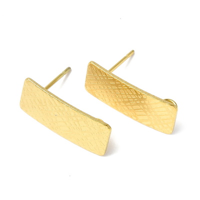 Tortite cercei otel inoxidabil 304, IP(placat cu ioni) auriu, texturate, rectangulare, 20x8mm
 2 buc