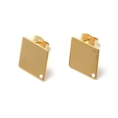 Tortite cercei otel inoxidabil 304, placat cu aur 24K, rombice, 16x13mm 2 buc