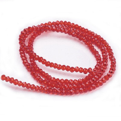Cristale rondele 3x2mm, transparente, rosii-sir 155-160 bc 1 buc