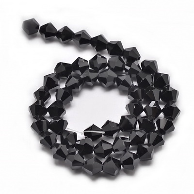 Cristale biconice 4mm, negre-sir 88-90buc 1 buc