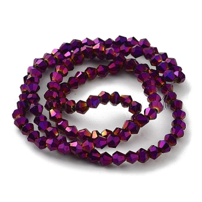 Cristale biconice 4mm, electroplacate violet-sir 90-91 buc 1 buc
