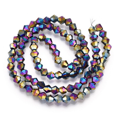 Cristale biconice 4mm, electroplacate multicolor-sir 90 buc 1 buc