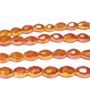 Margele sticla multifete maro-roscat, AB, bob orez, 6x4mm 10 buc