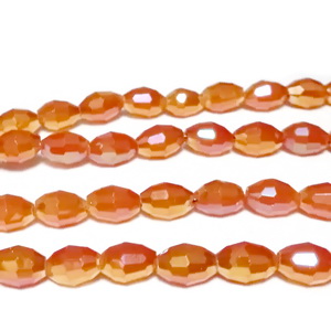 Margele sticla fatetate maro-roscat, AB, bob orez, 6x4mm 10 buc