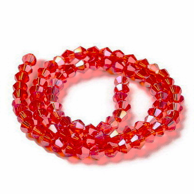 Cristale biconice 4mm, transparente, electroplacate rosu AB-sir 88 buc 1 buc