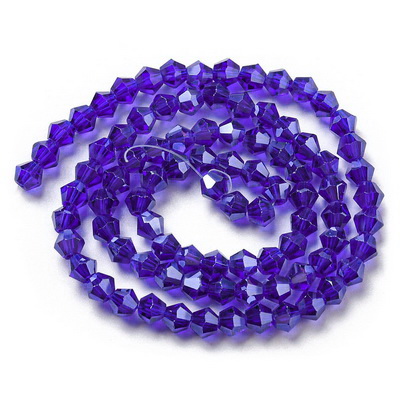 Cristale biconice 4mm, opace, lucioase, albastru cobalt-sir 89 buc 1 buc