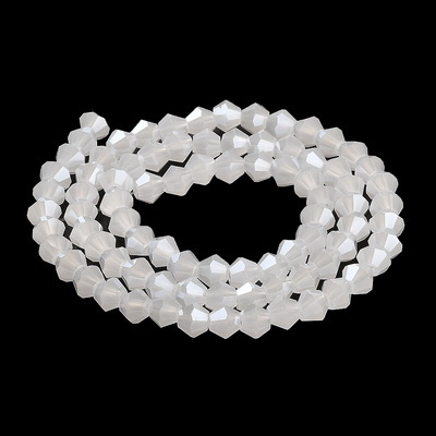 Cristale biconice 4mm, lucioase, imitatie jad alb-sir 85 buc 1 buc