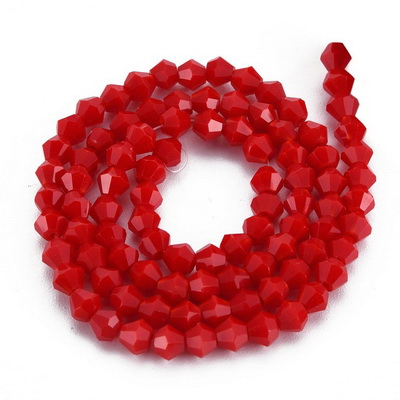 Cristale biconice 4mm, imitatie jad rosu inchis-sir 89 buc 1 buc