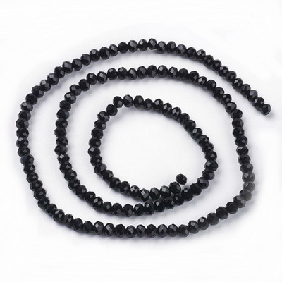 Cristale rondele 4.5x3.5mm, opace, negre-sir 120buc 1 buc