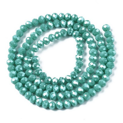 Cristale rondele 4x3mm, opace, lucioase, verde-turcoaz-sir 120buc 1 buc