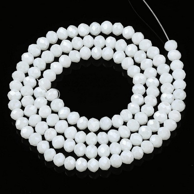 Cristale rondele 4x3mm, opace, lucioase, albe-sir 118buc 1 buc
