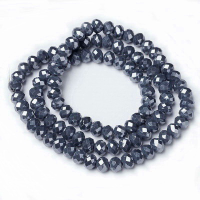 Cristale rondele 4x3mm, electroplacate, negru-hematit-sir 122 buc 1 buc