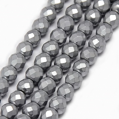 Hematit fatetat, frosted, 3mm, gri