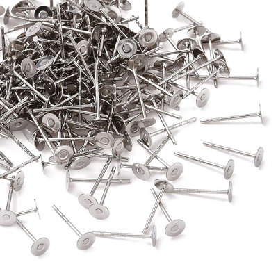 Tortite cercei cu tija, otel inoxidabil chirurgical 316,  platou 4mm, tija 12x0.8mm 2 buc
