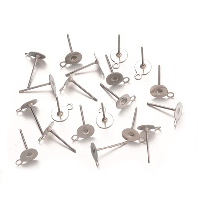Tortite cercei cu tija si bucla, otel inoxidabil chirurgical 304, platou 8.5x6 mm, tija 12x0.7mm 2 buc
