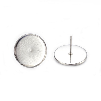 Tortite cercei otel inoxidabil chirurgical 316 ECO, 18x2mm, pt.cabochon 16mm 2 buc