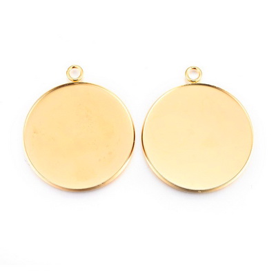 Baza cabochon, otel inoxidabil 304, placat cu aur 18K, pandantiv 36x32mm, pt.cabochon 30mm 1 buc