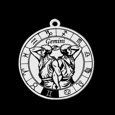 Pandantiv otel inoxidabil 201, zodiac, GEMENI, 33x30x1mm 1 buc