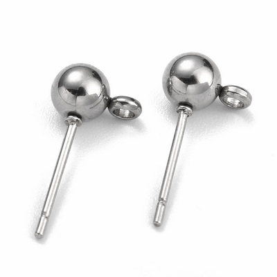 Tortite cercei cu tija, otel inoxidabil chirurgical 316, bobita 5mm, orif.1.6mm 2 buc