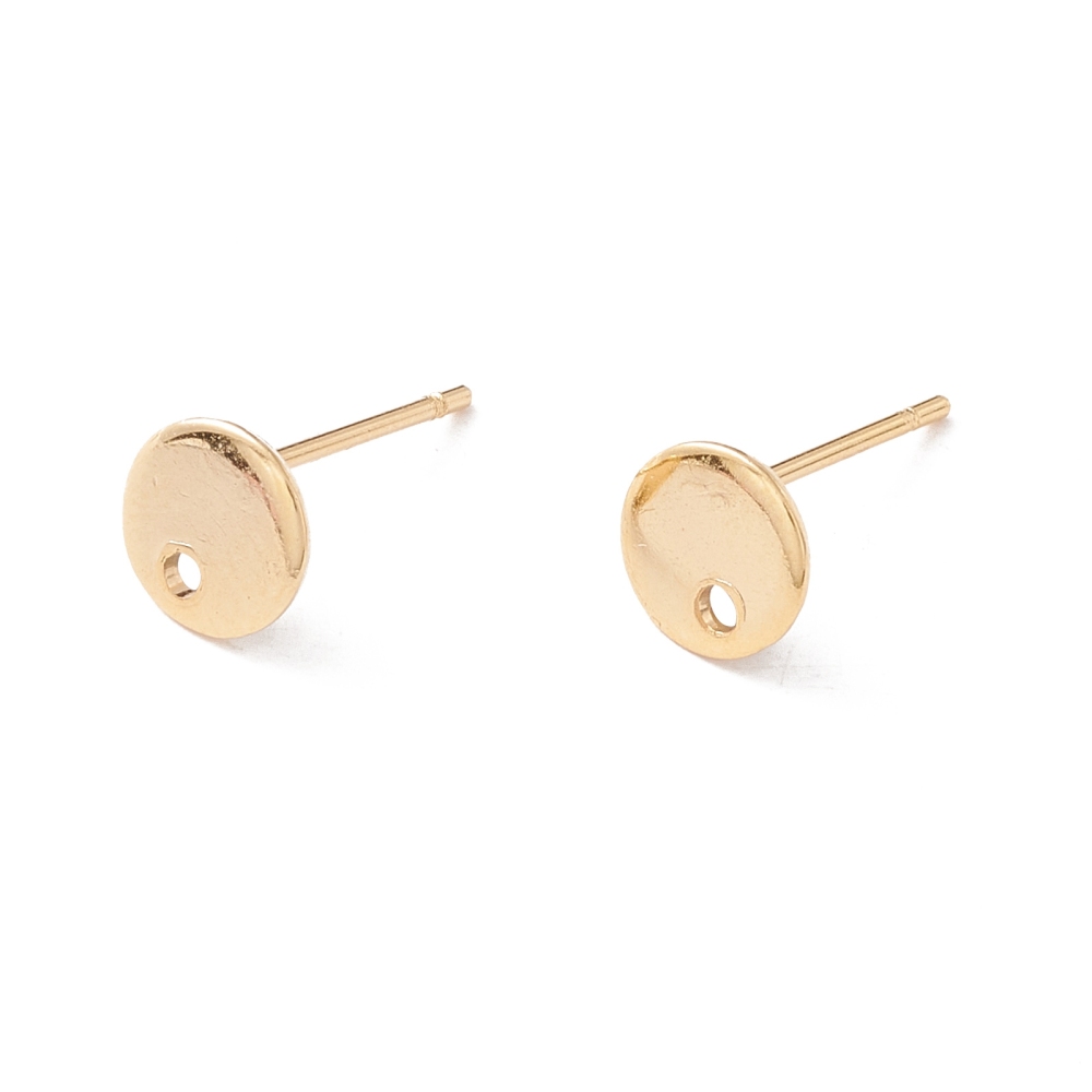 Tortite cercei otel inoxidabil 201, placate cu aur 24K, plate, 6mm 2 buc