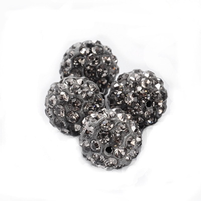 Margele polymer cu rhinestone gri, 10mm 1 buc