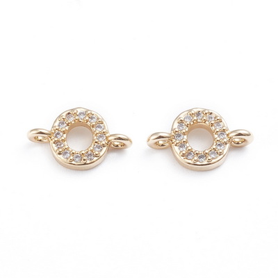 Conector / link placat cu aur 18K, cu zirconiu, 11x8x3mm 1 buc