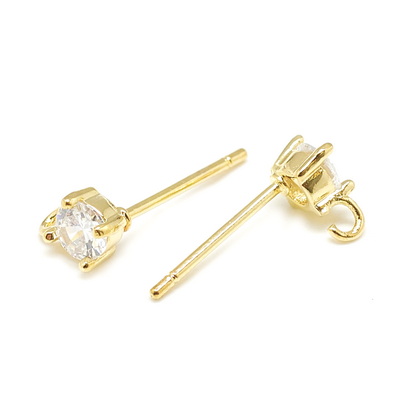 Tortite cercei placate cu aur 18K, cu zirconiu, 6.5x4mm 2 buc