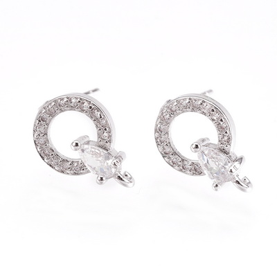 Tortite cercei argintiu inchis, cu zirconiu, 14x9x4mm 2 buc
