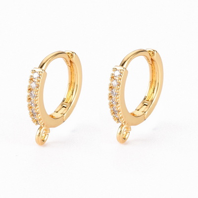 Tortite cercei placate cu aur 18 K, cu zirconiu, 14x13x2mm 2 buc