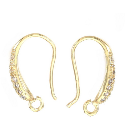 Tortite cercei placate cu aur 18K, cu zirconiu, 20x11x4mm 2 buc