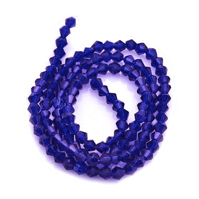 Cristale biconice 4mm, transparente, albastru cobalt-sir 84 buc 1 buc