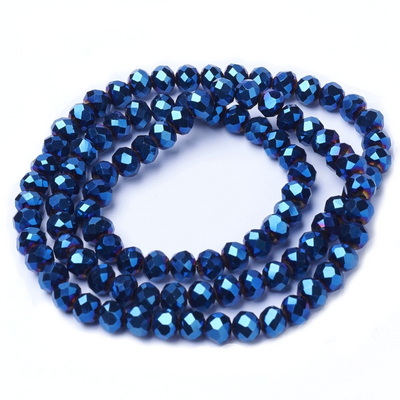 Cristale rondele 4x3mm, albastru-metalizat-sir 112 bc 1 buc