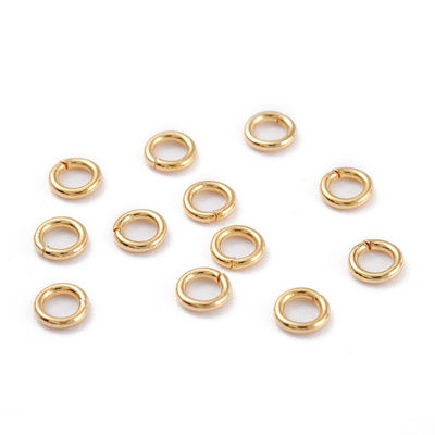 Zale simple otel inoxidabil 304, placate cu aur 18K, 8x0.8mm 10 buc