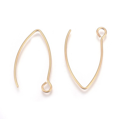 Tortite cercei otel inoxidabil 304 IP(placat cu ioni) auriu, cu bucla, 26x16x0.8mm
 2 buc