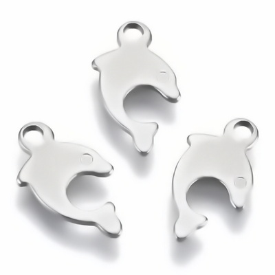 Pandantiv otel inoxidabil 201, delfin, 12x7x0.7mm 1 buc