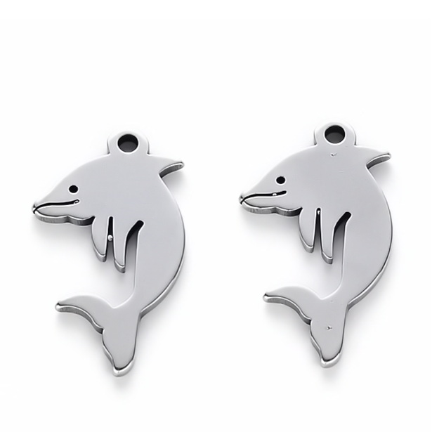Pandantiv otel inoxidabil 304, delfin, 18x10x1mm 1 buc