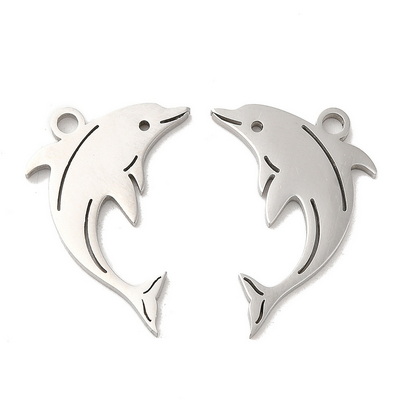 Pandantiv otel inoxidabil 304, delfin, 22x14x1.5mm 1 buc