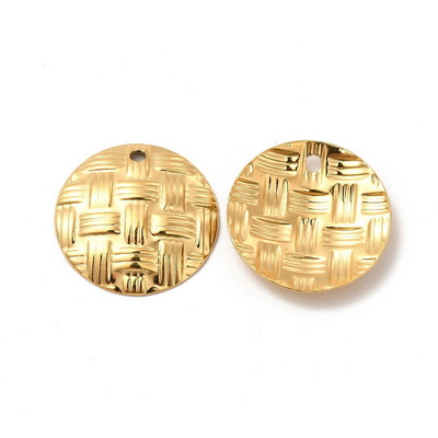 Pandantiv otel inoxidabil 304, cu tesatura, IP(placat cu ioni) cu aur 18K, 20x3mm
 1 buc