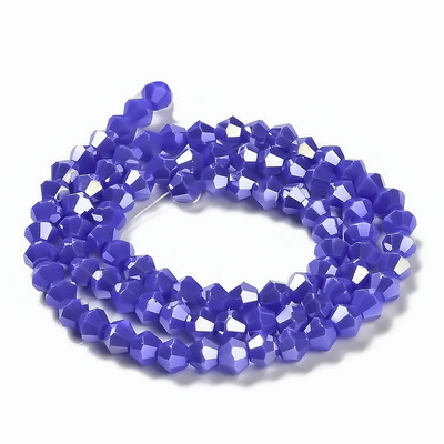 Cristale biconice 4mm, opace AB, albastre-sir 93 buc 1 buc