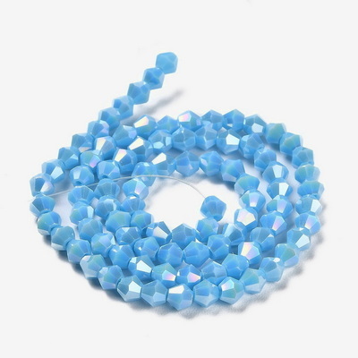 Cristale biconice 4mm, opace, bleu AB-sir 91 buc 1 buc